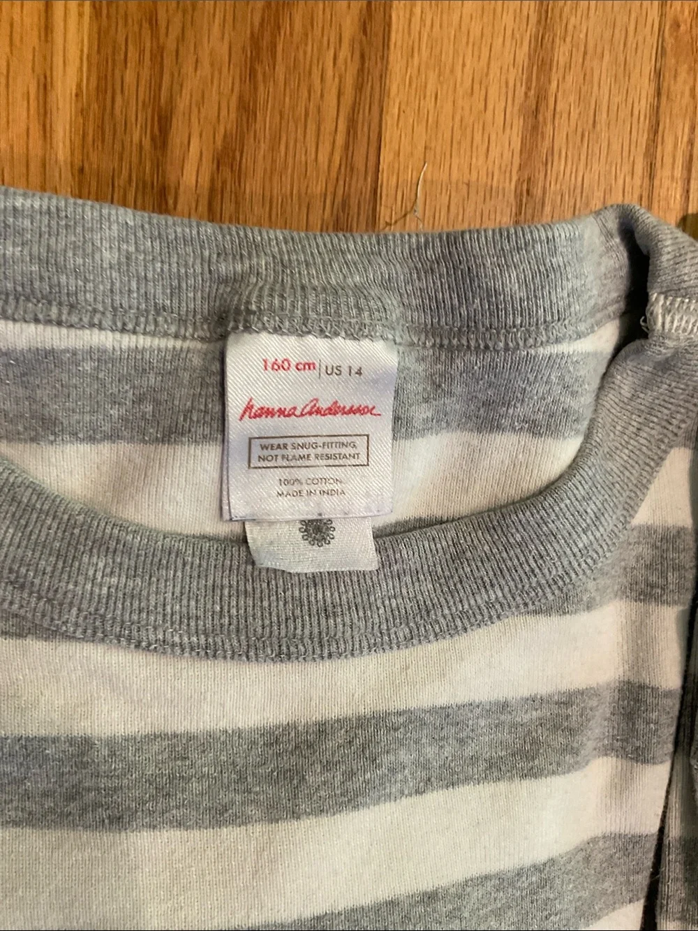 Hanna Andersson: Sleepwear - Long John Pajama Set - Gray/White Stripe - Boy’s14